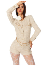 Belted Tweed Jumpsuit