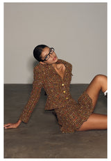 Plaid Tweed Jacket / Skirt