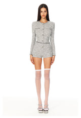 Belted Tweed Jumpsuit