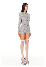 Belted Tweed Jumpsuit