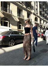 Leopard Low-Rise Long Skirt