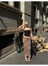 Leopard Low-Rise Long Skirt