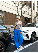 Blue Sports Drawstring Pants