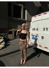 Leopard Low-Rise Long Skirt
