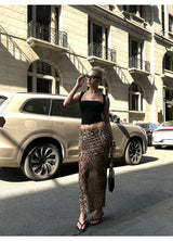 Leopard Low-Rise Long Skirt
