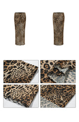 Leopard Low-Rise Long Skirt