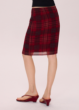 Red Plaid Midi Skirt