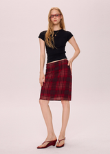 Red Plaid Midi Skirt