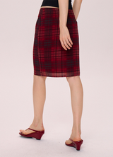 Red Plaid Midi Skirt