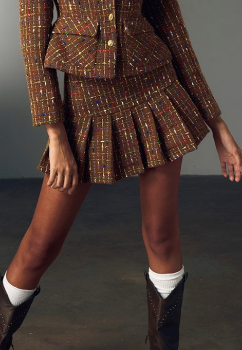 Plaid Tweed Jacket / Skirt
