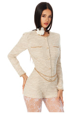 Belted Tweed Jumpsuit