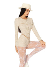 Belted Tweed Jumpsuit