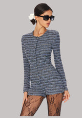 Belted Tweed Jumpsuit