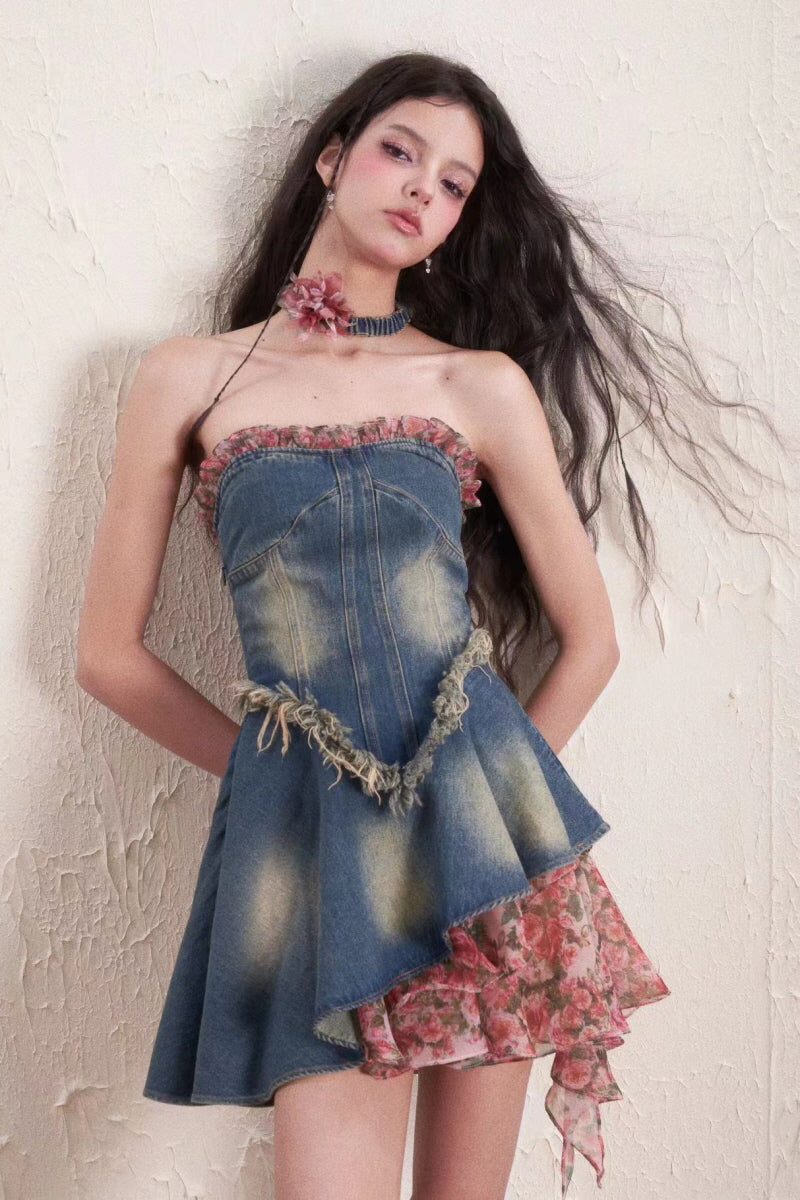 Floral Denim Dress