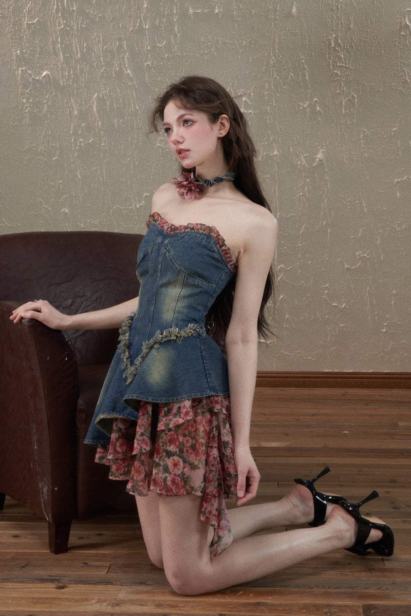 Floral Denim Dress