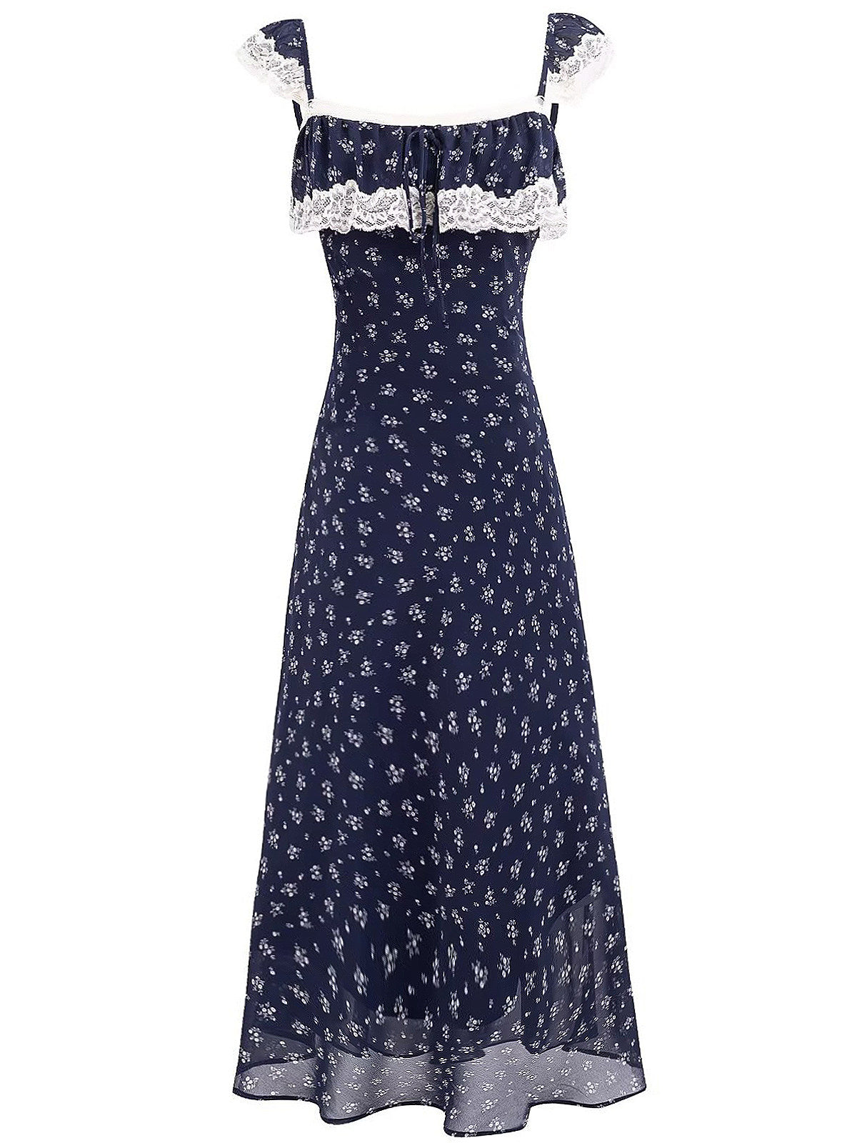 Lace Trim Floral Dress