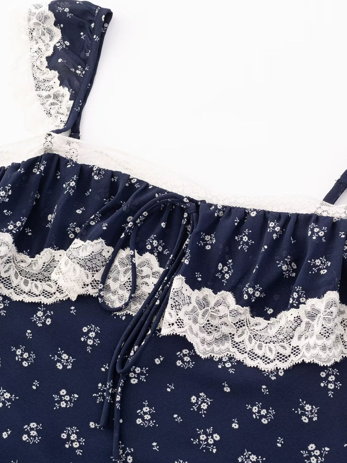 Lace Trim Floral Dress