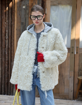 White Faux-Lamb Coat