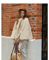 Light Beige Faux-Mink Cape