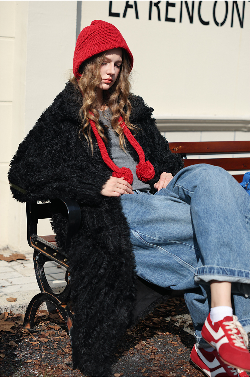 Black Plush Fur Coat