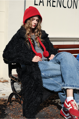 Black Plush Fur Coat