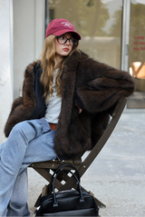 Reversible Fur Hooded - Dark Choco