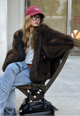 Reversible Fur Hooded - Dark Choco