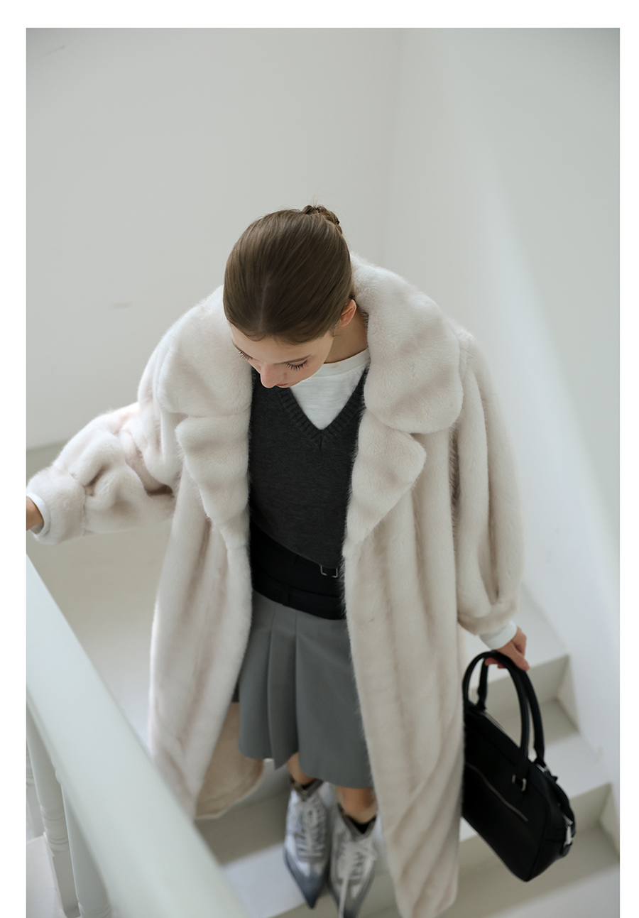 Faux-Mink Belted White