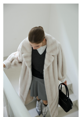 Faux-Mink Belted White