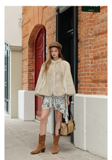 Light Beige Faux-Mink Cape
