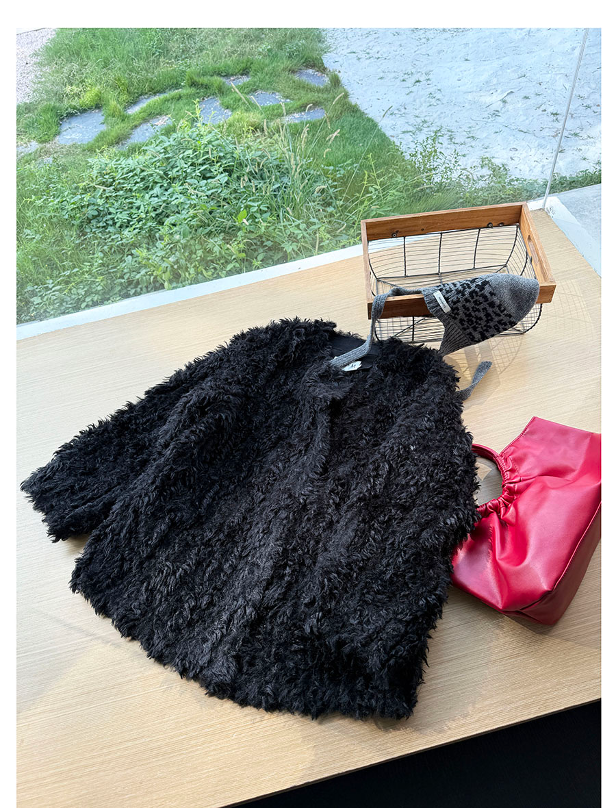 Black Faux-Lamb Coat