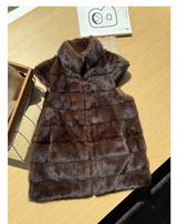 Espresso Fur Stand Collar Vest