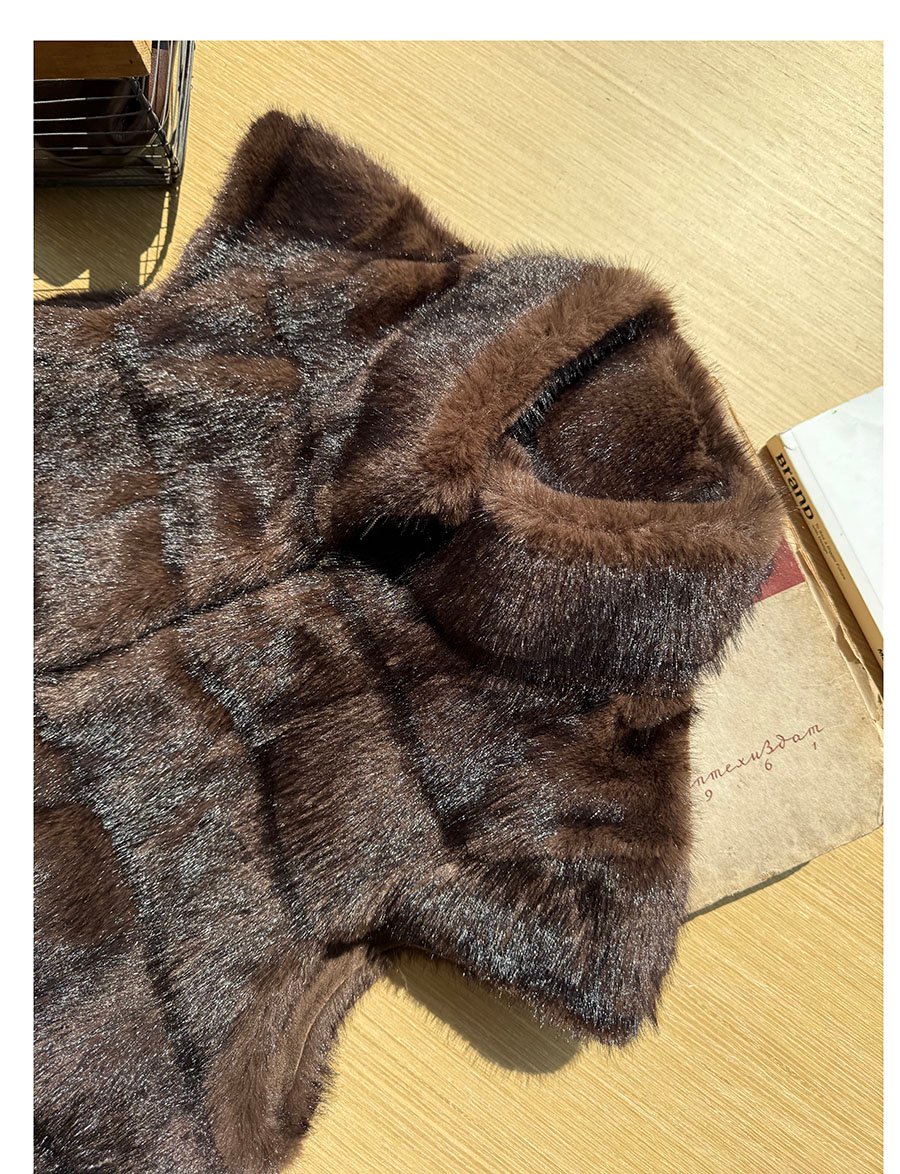 Espresso Fur Stand Collar Vest
