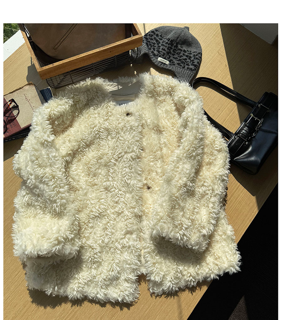 White Faux-Lamb Coat