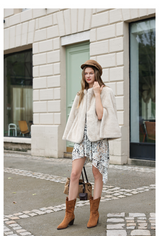 Light Beige Faux-Mink Cape