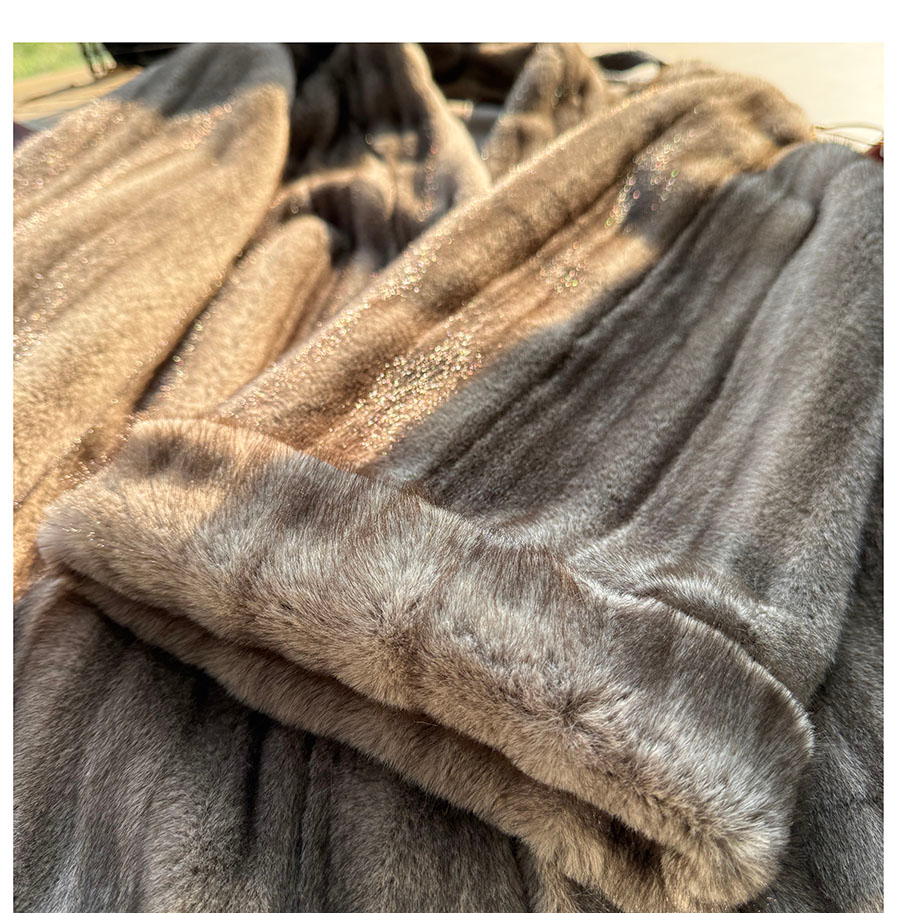 Taupe Silky Fur Coat