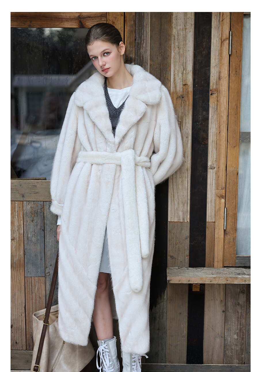 Faux-Mink Belted White