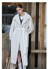 Faux-Mink Belted White