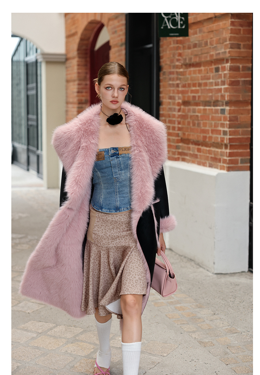 Berry Pink Fur Coat