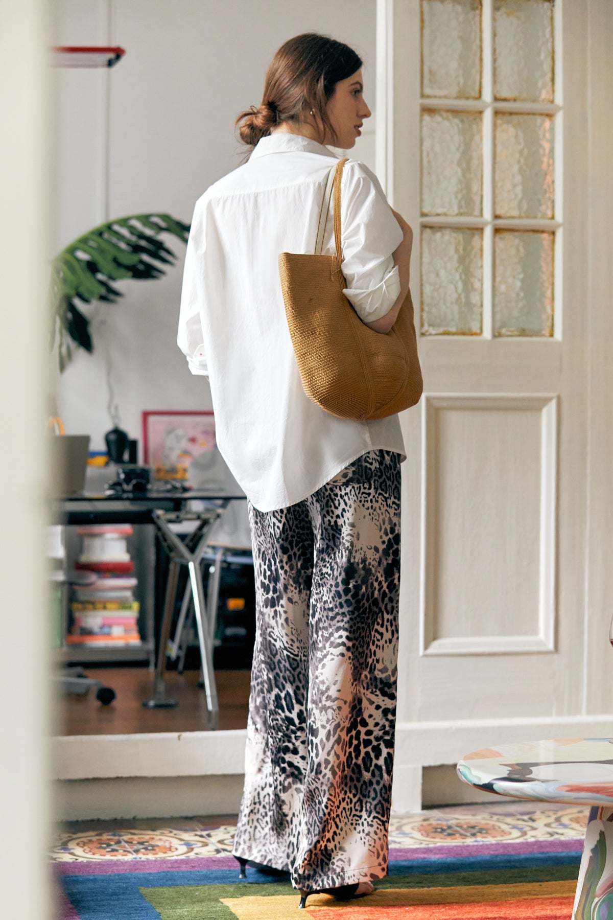 Leopard Print Wide-Leg Trousers