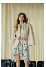 Light Beige Faux-Mink Cape
