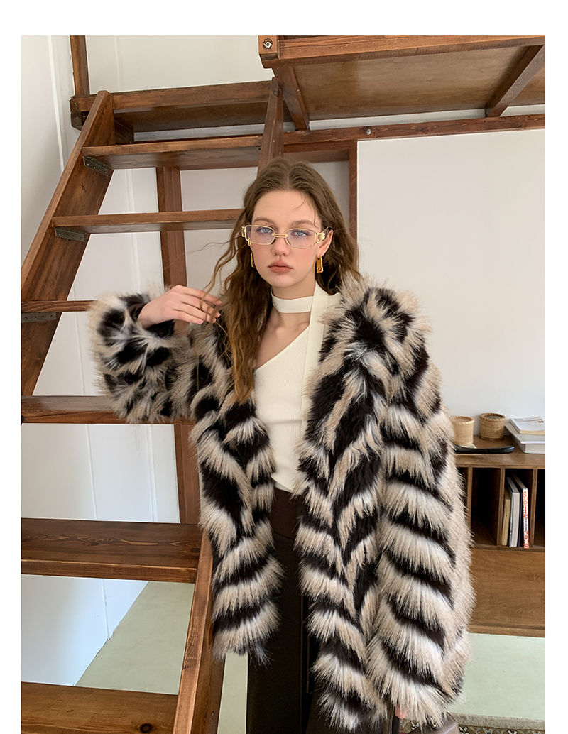 Two-Tone Faux Fur Coat