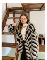 Two-Tone Faux Fur Coat