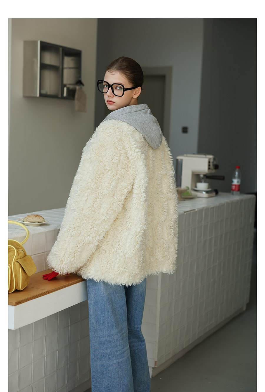 White Faux-Lamb Coat