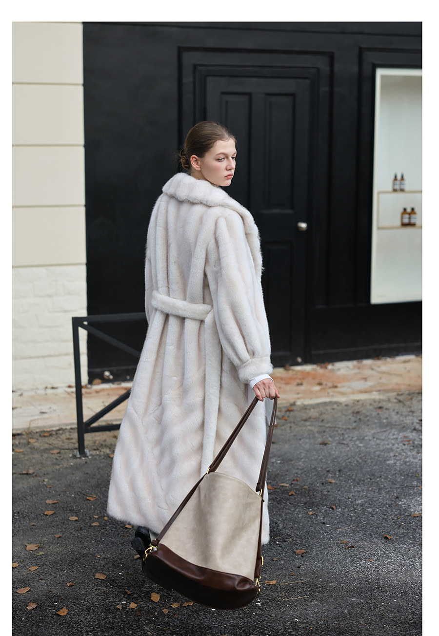 Faux-Mink Belted White