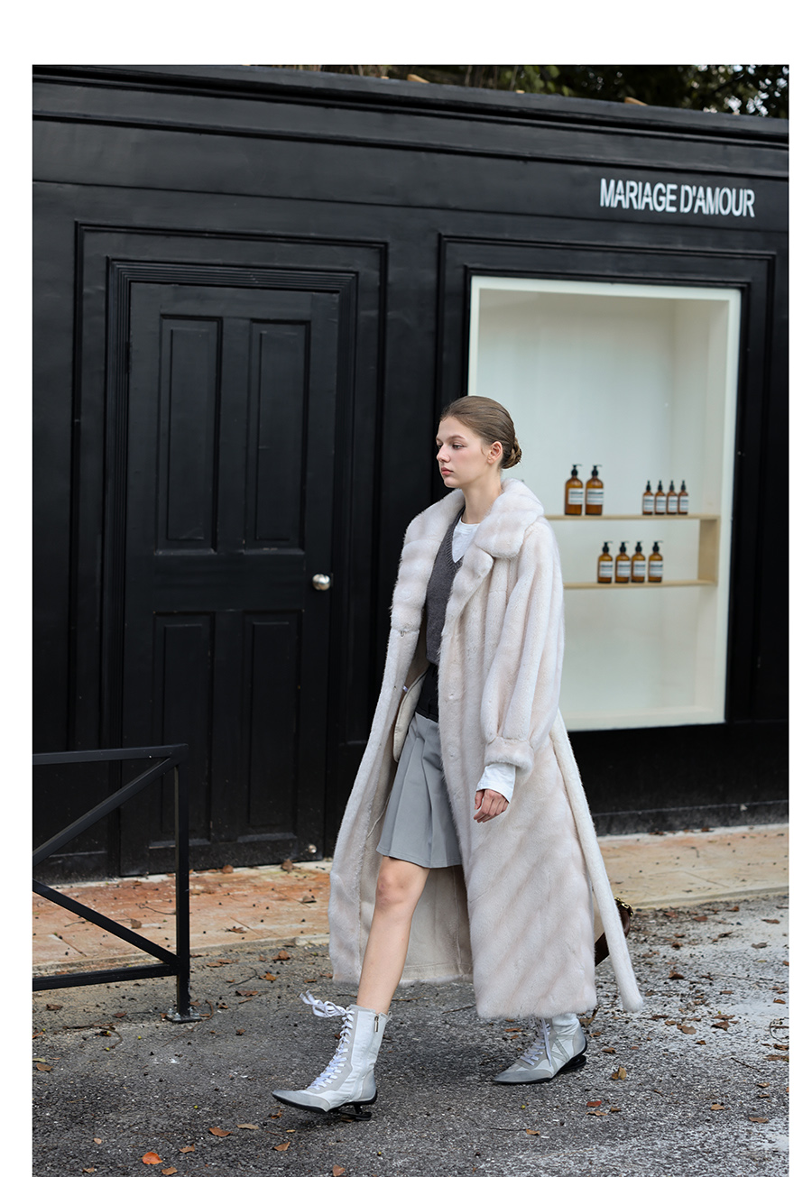 Faux-Mink Belted White