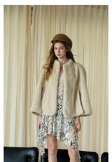 Light Beige Faux-Mink Cape
