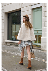 Light Beige Faux-Mink Cape