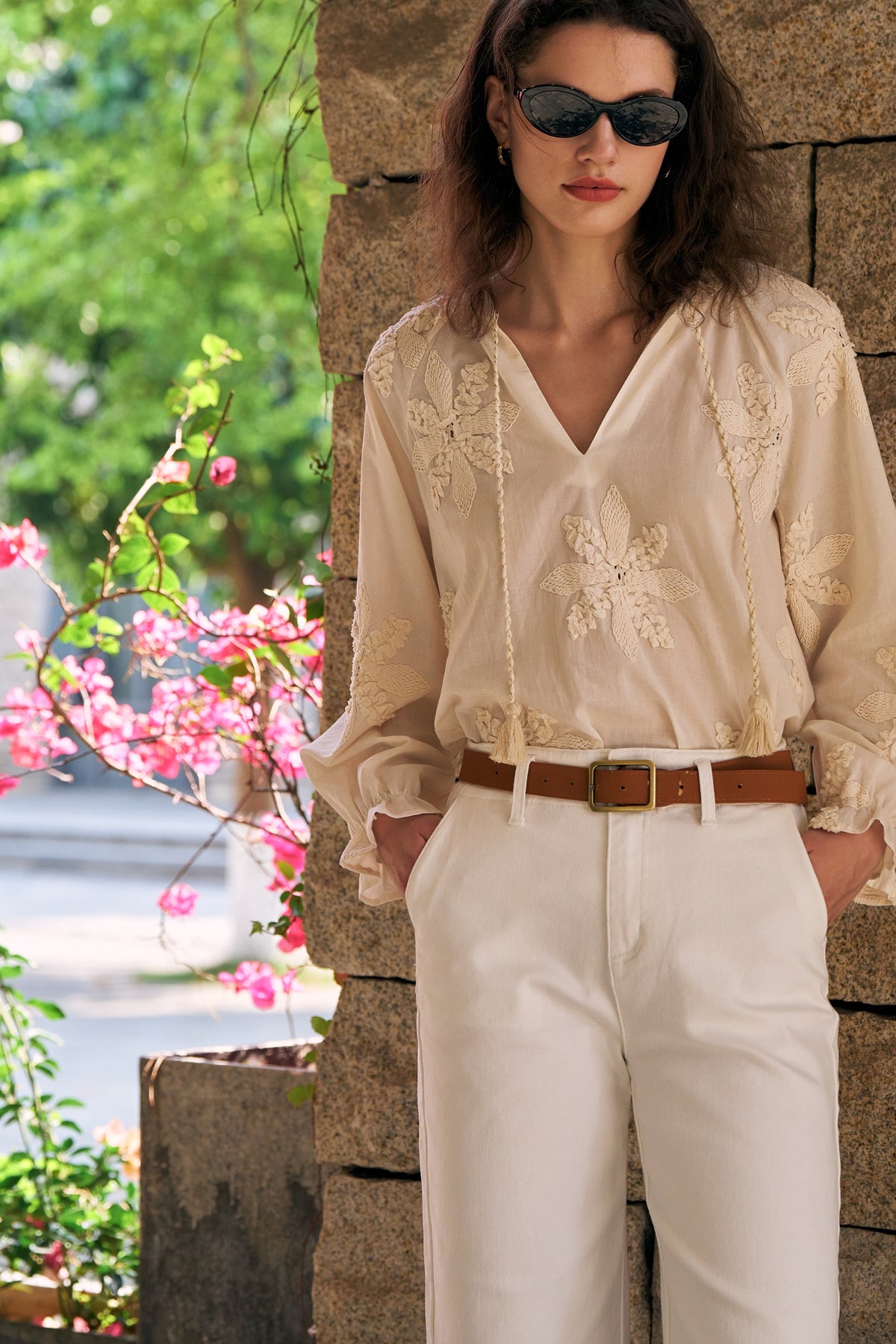 Embroidered Bloom Loose Blouse