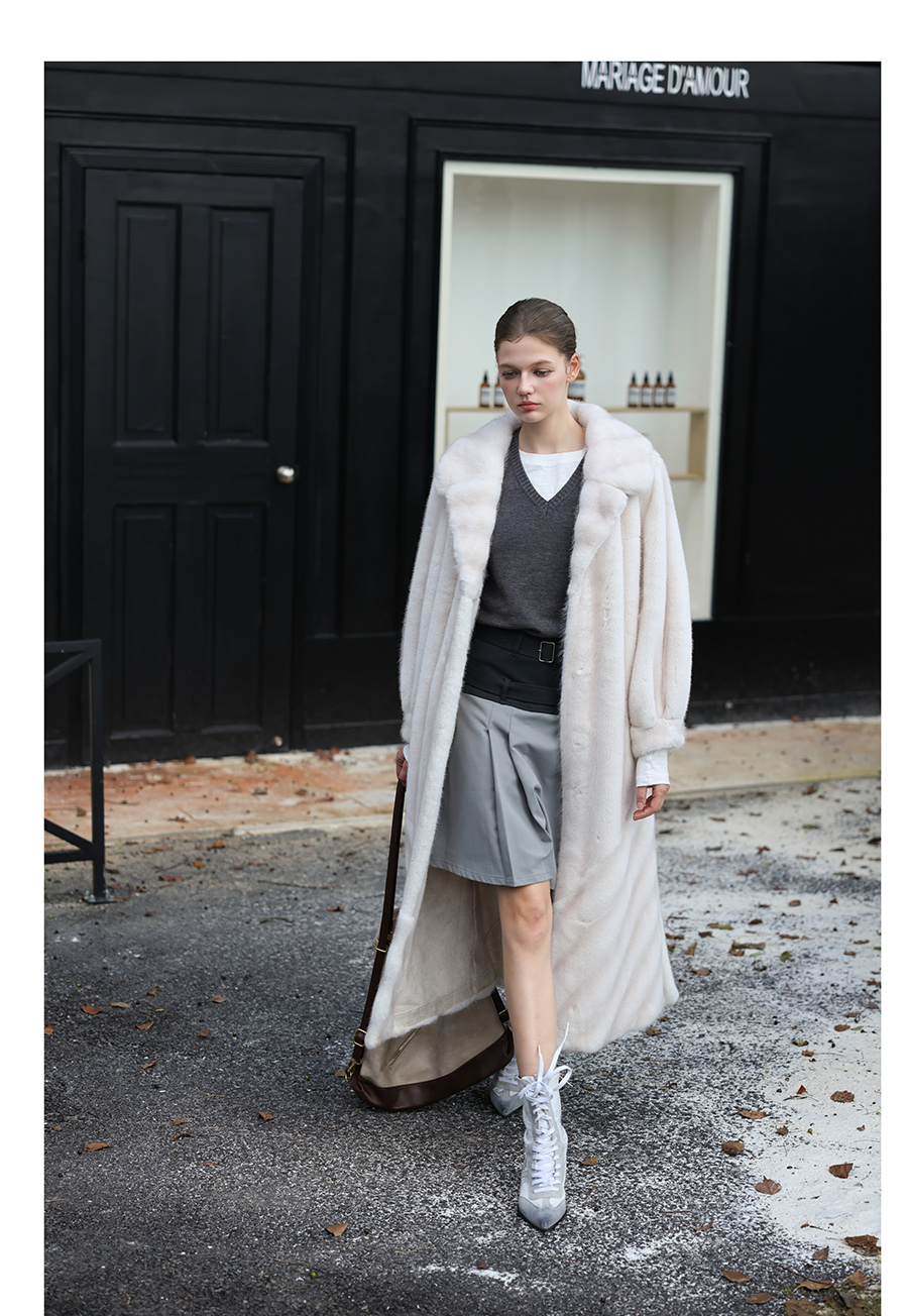 Faux-Mink Belted White